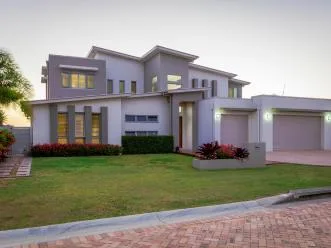 Modern home with a neatly cut front lawn